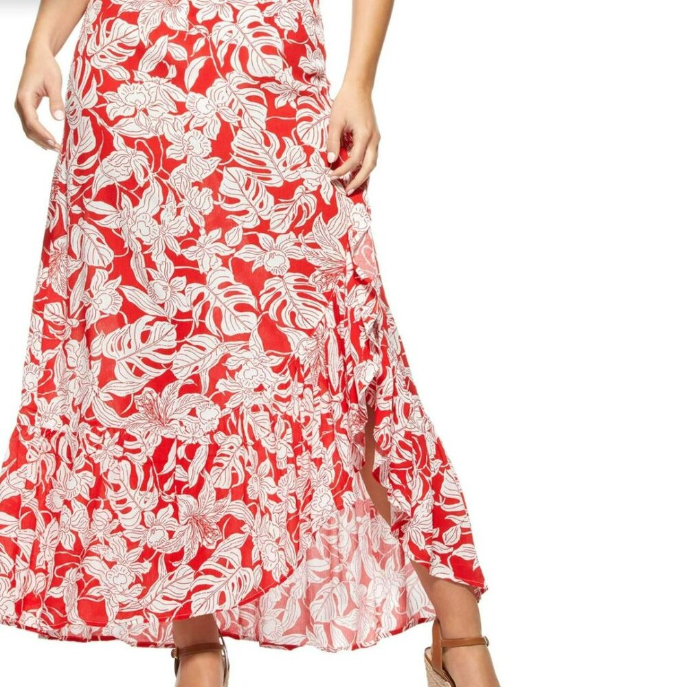 NWT - Red Sofia Vergara Waterfall Skirt - Size Small